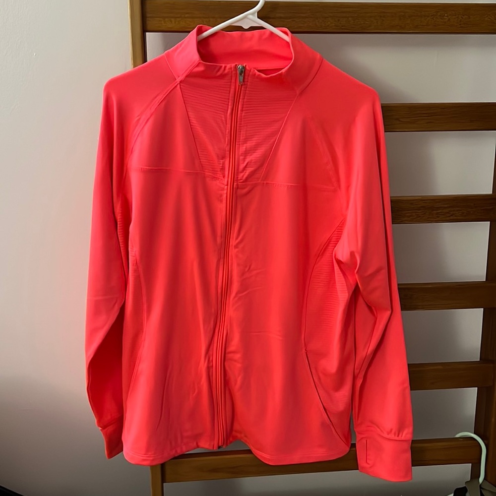 Tangerine Athletic Jacket with Zipper in Front